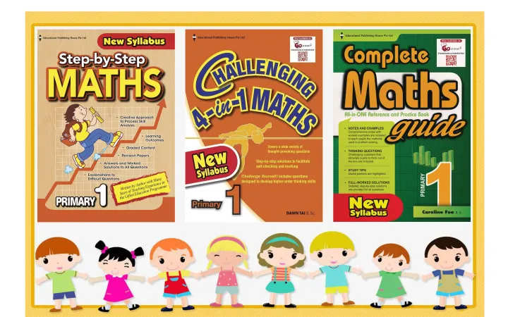 Bộ 3 Quyển - Level 1 - Complete maths, Step by step math, Challenging 4 in 1 maths (Tiểu học) - Sala Bookstore