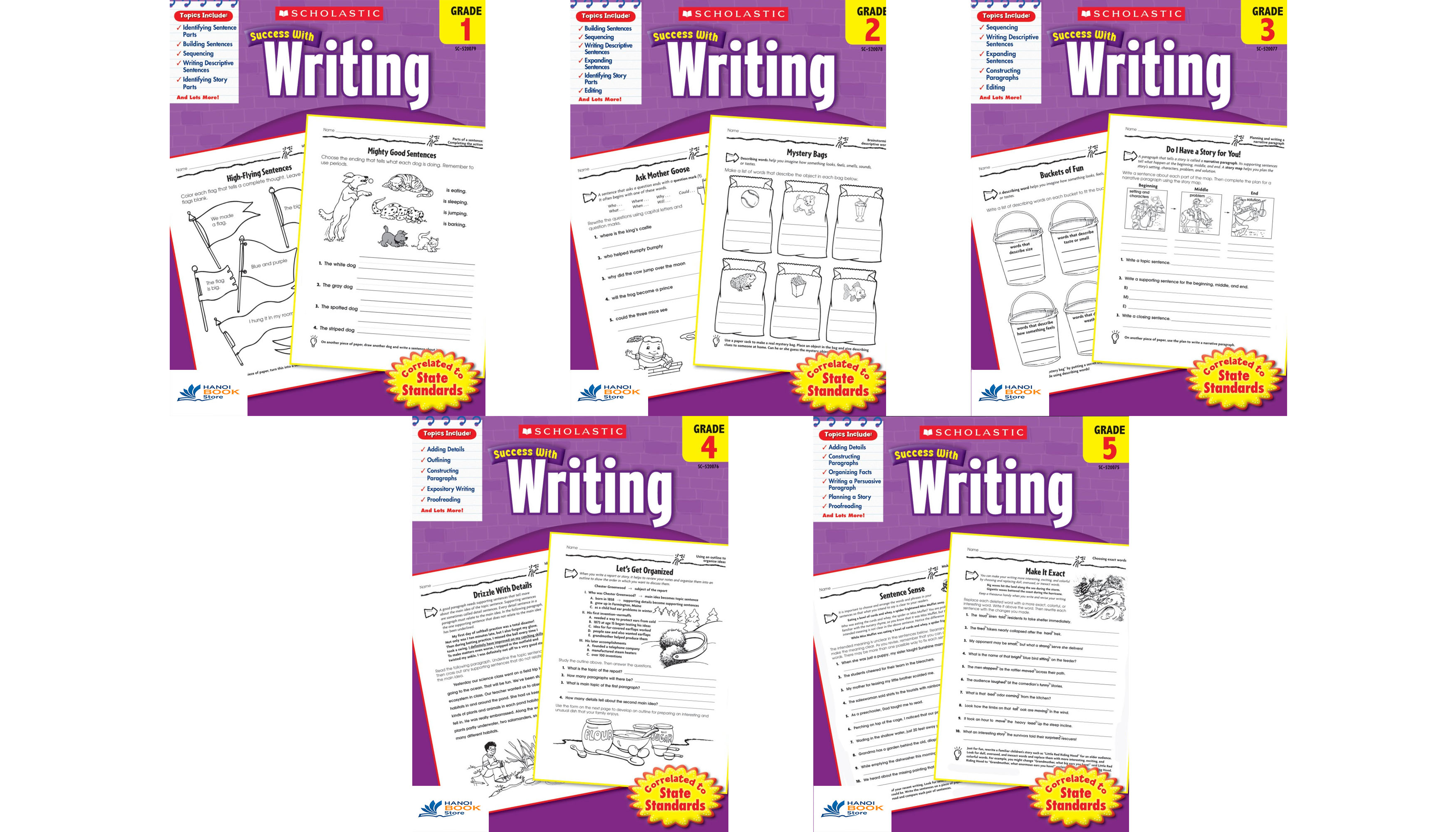 SCHOLASTIC SUCCESS WITH WRITING 1-5 (Sách đen trắng)