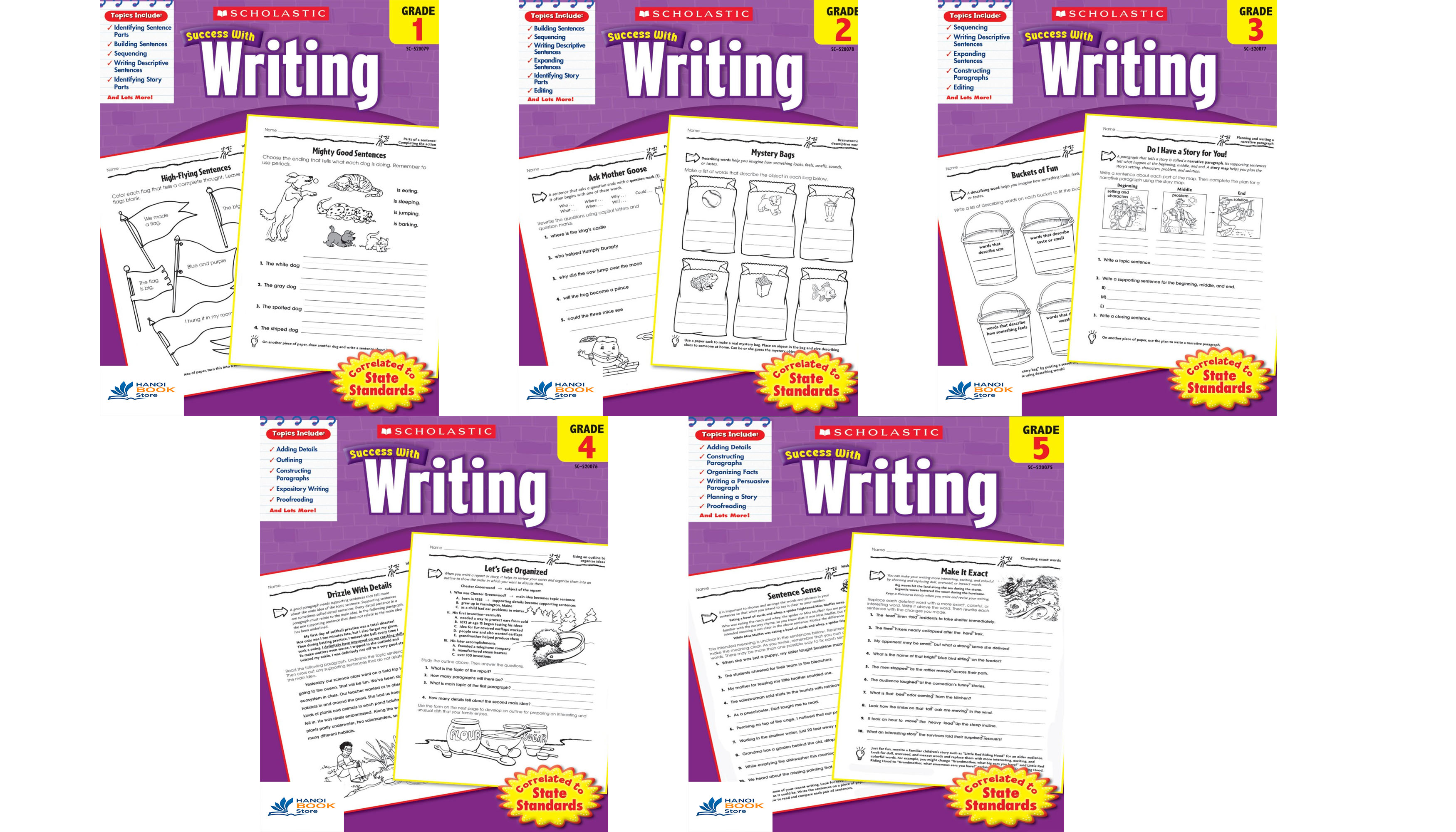 Scholastic Success With Writing Grade 1-5 (Sách đen trắng)