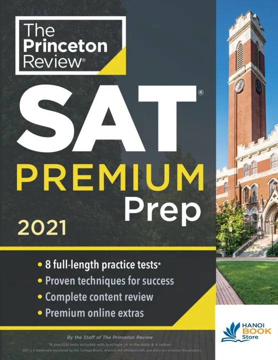 sách Princeton Review SAT Premium Prep, 2021 8 Practice Tests + Review Techniques + Online Tools
