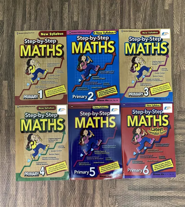 Bộ sách 6 quyển Step by step Maths Primary 1,2,3,4,5,6 - sách toán tiếng Anh tiểu học Singapore