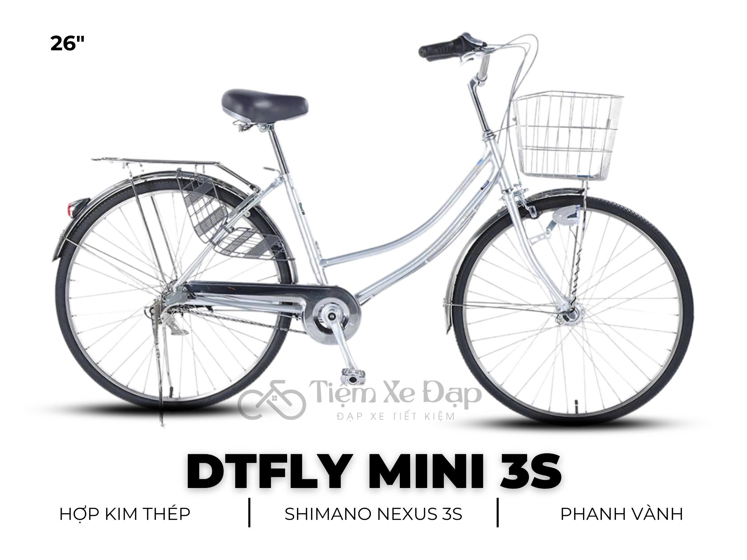 DTFLY 3S Xe đạp nữ - Xe đạp phổ thông - Khung thép trắng, Tay đề vặn Shimano NEXUS, 3 tốc độ