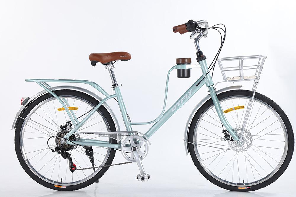 DTFLY CAFE Xe đạp nữ - Xe đạp phổ thông - Khung nhôm, giỏ nhôm, baga nhôm liền khung, Tay đề vặn Shimano Revoshift, 7 tốc độ