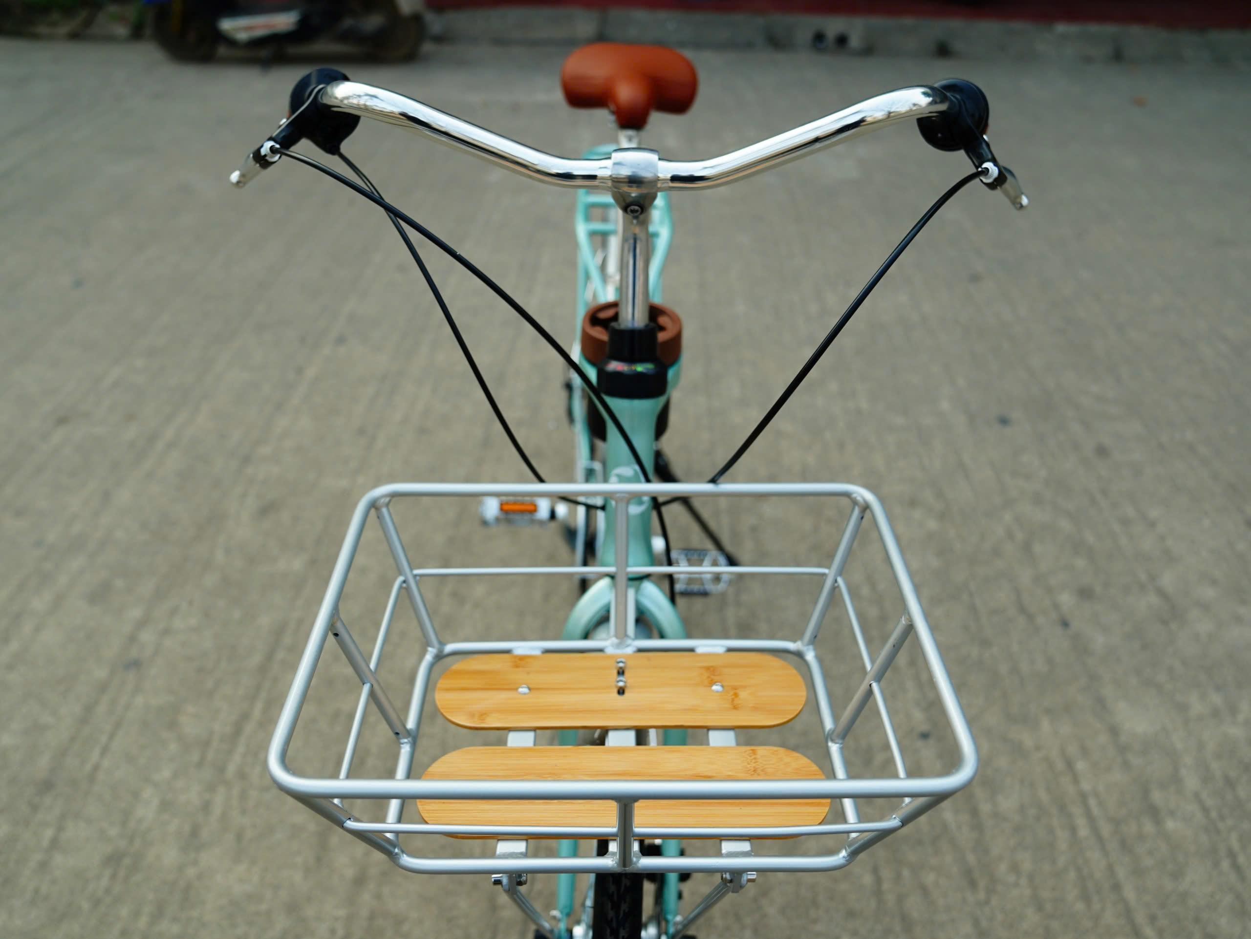 DTFLY CAFE Xe đạp nữ - Xe đạp phổ thông - Khung nhôm, giỏ nhôm, baga nhôm liền khung, Tay đề vặn Shimano Revoshift, 7 tốc độ