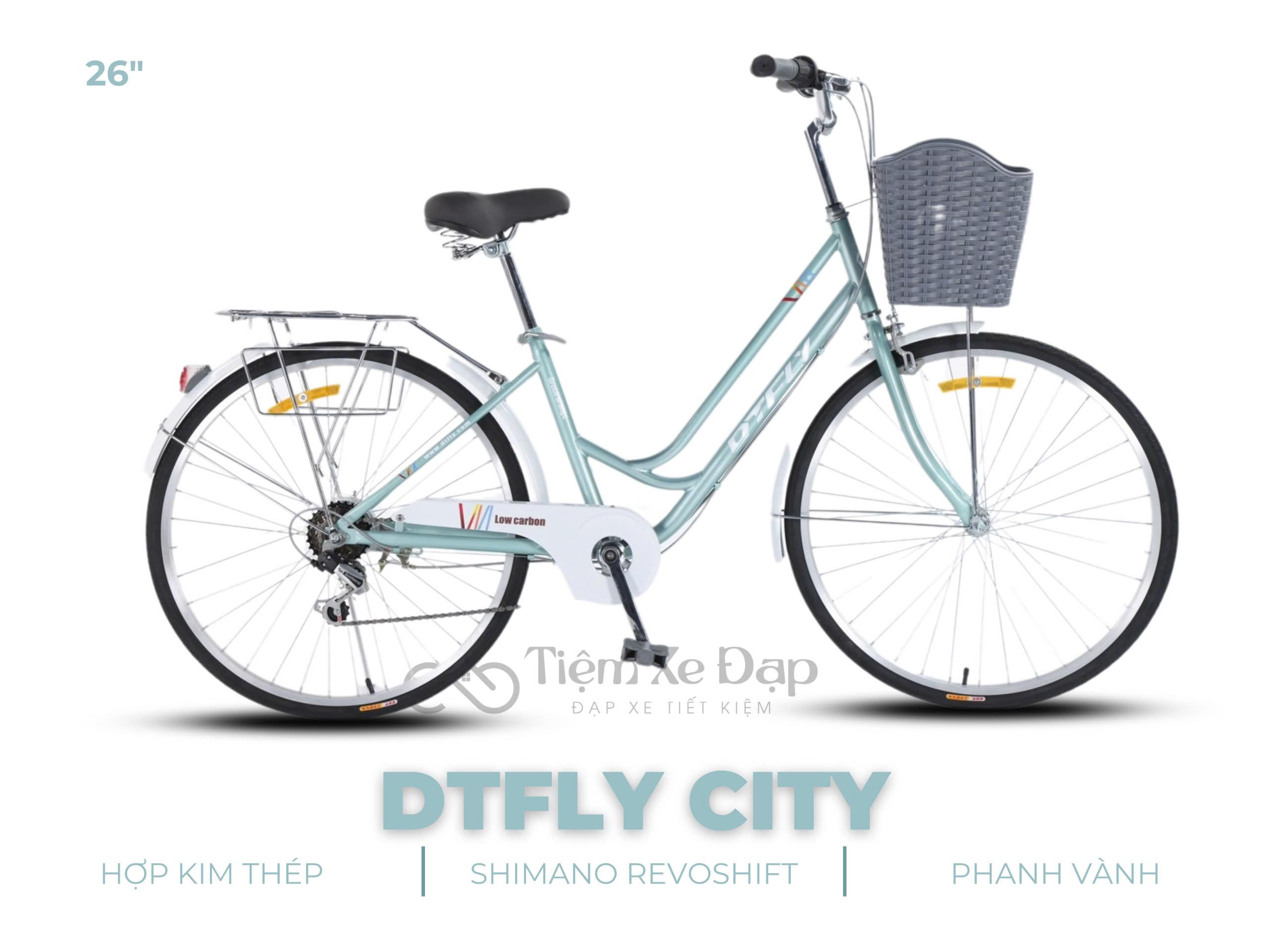 DTFLY CITY Xe đạp nữ - Xe đạp phổ thông - Khung hợp kim thép, Tay đề vặn Shimano Revoshift 6 tốc độ