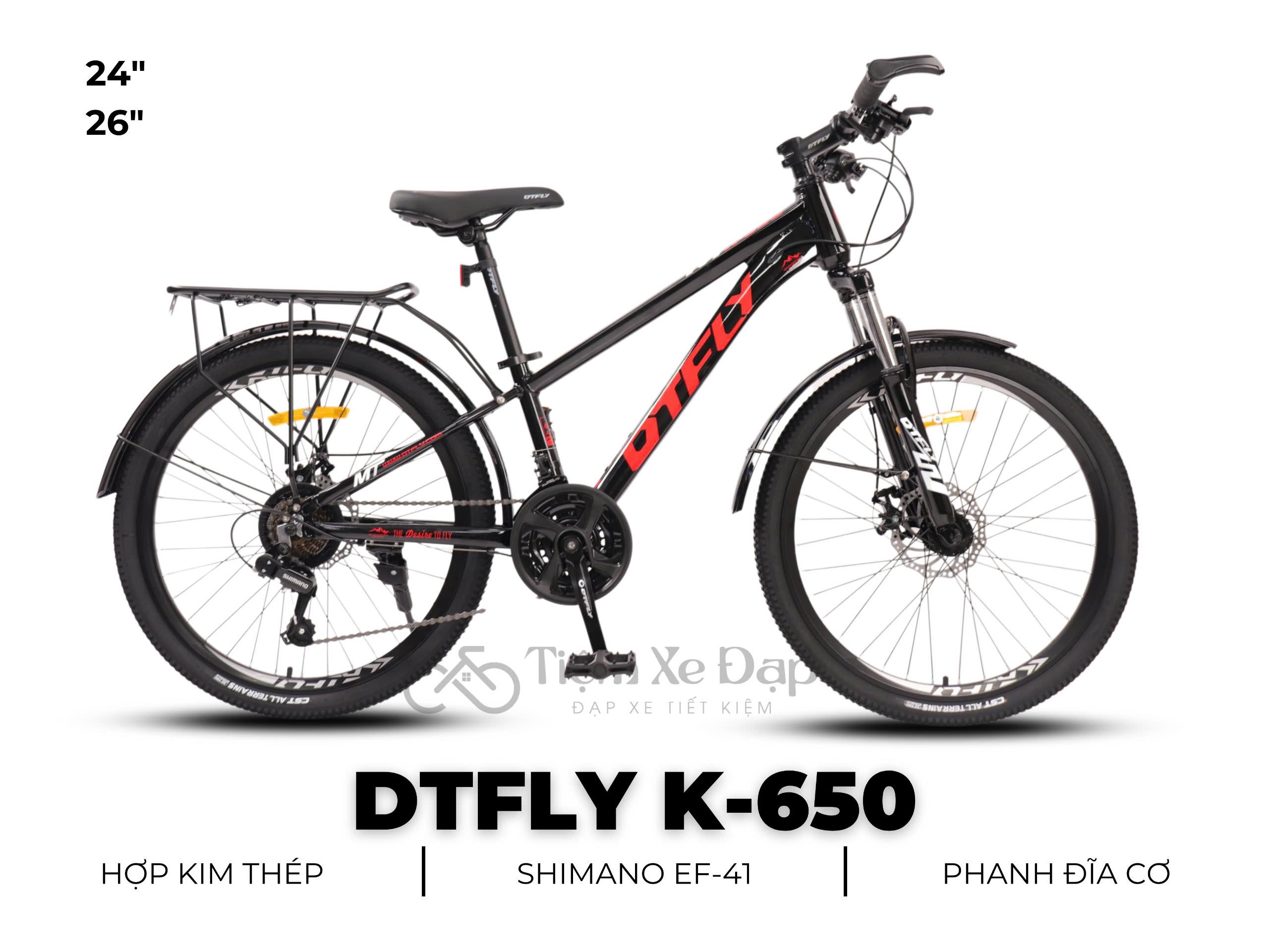 DTFLY K-650 – Xe đạp địa hình MTB – Xe đạp học sinh - Khung thép, 21 tốc độ, bánh 24, 26 inch