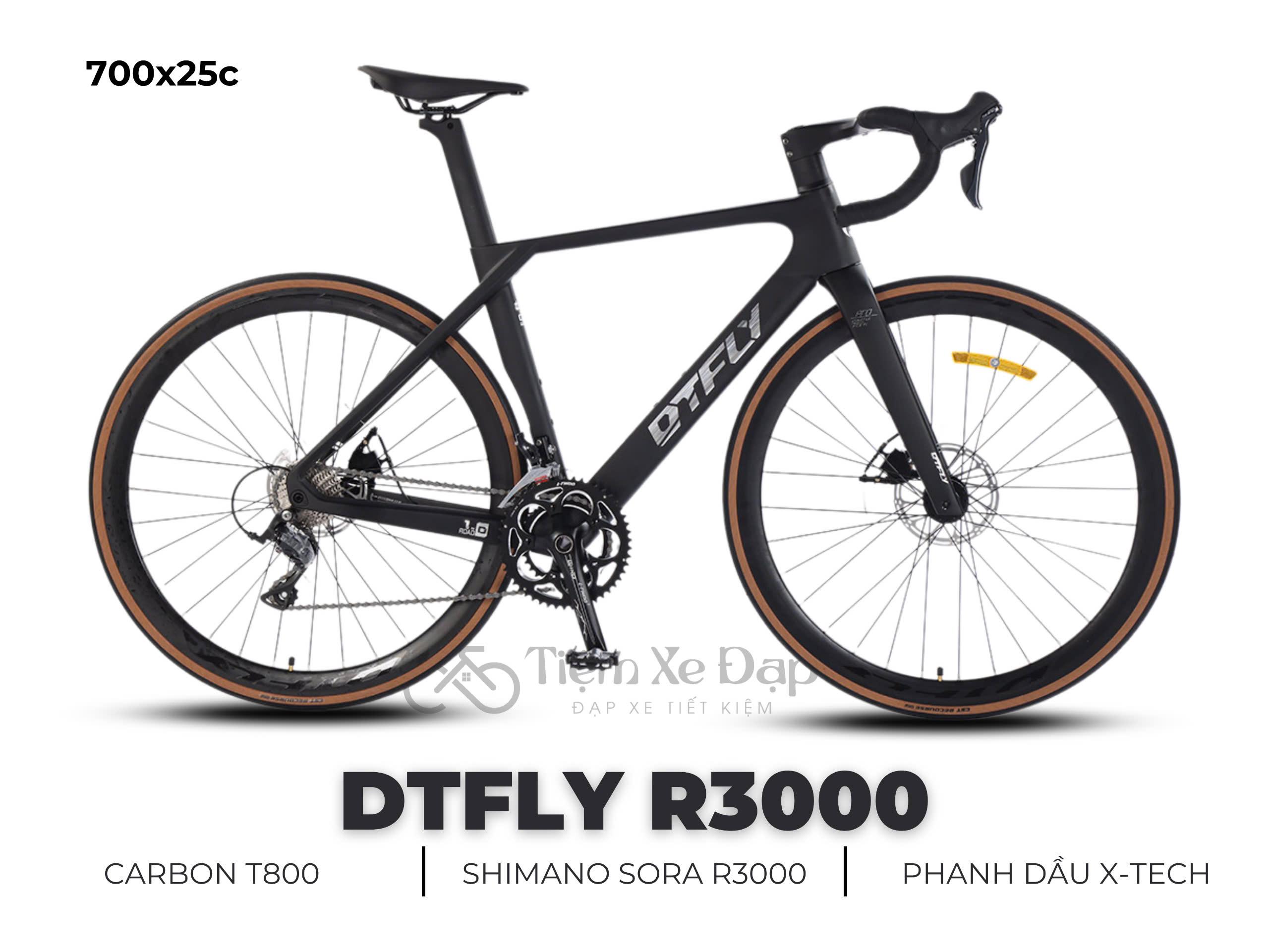 DTFLY R3000 Xe Đạp Đua - Khung Carbon T800, SHIMANO SORA R3000, 18 tốc độ