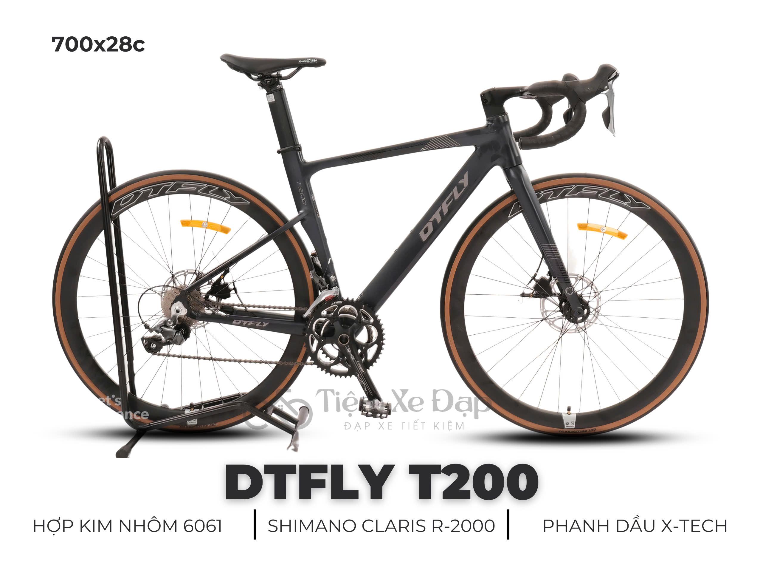 DTFLY T200 Xe Đạp Đua - Khung nhôm 6061, Groupset SHIMANO CLARIS R-2000, 16 tốc độ